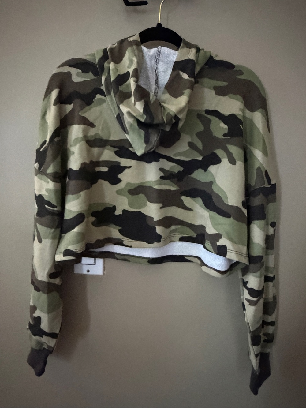 Divided Cropped Camo Hoodie in Green and Brown